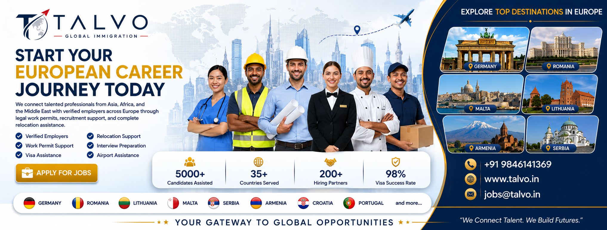 TALVO professionals and global destinations banner